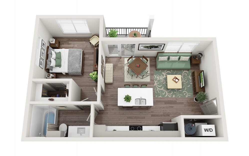 A1 1 Bed & 1 Bath 2D Floor Plan At Abacus Alamo Ranch Apartments