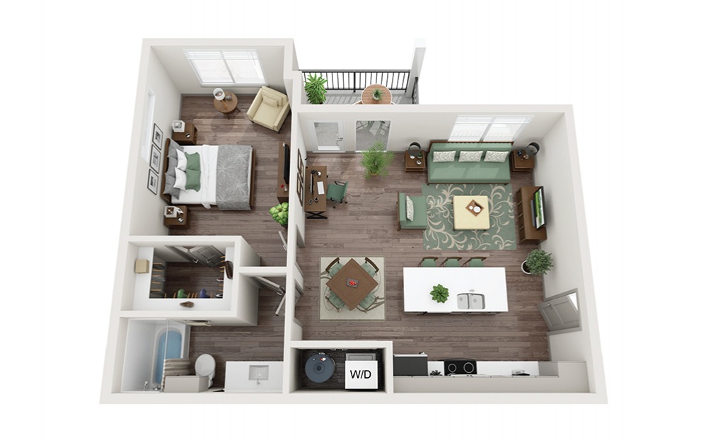 A2 1 Bed & 1 Bath 2D Floor Plan At Abacus Alamo Ranch Apartments