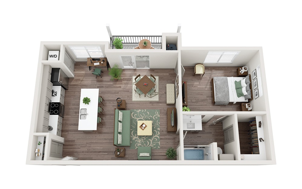 A3 1 Bed & 1 Bath 2D Floor Plan At Abacus Alamo Ranch Apartments