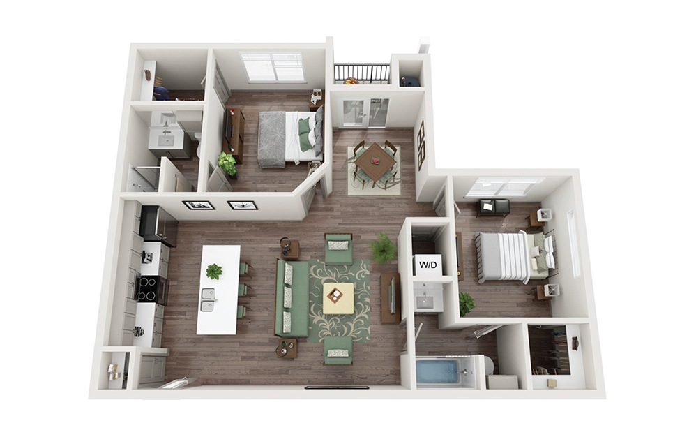 B1 2 Bed & 2 Bath 2D Floor Plan At Abacus Alamo Ranch Apartments