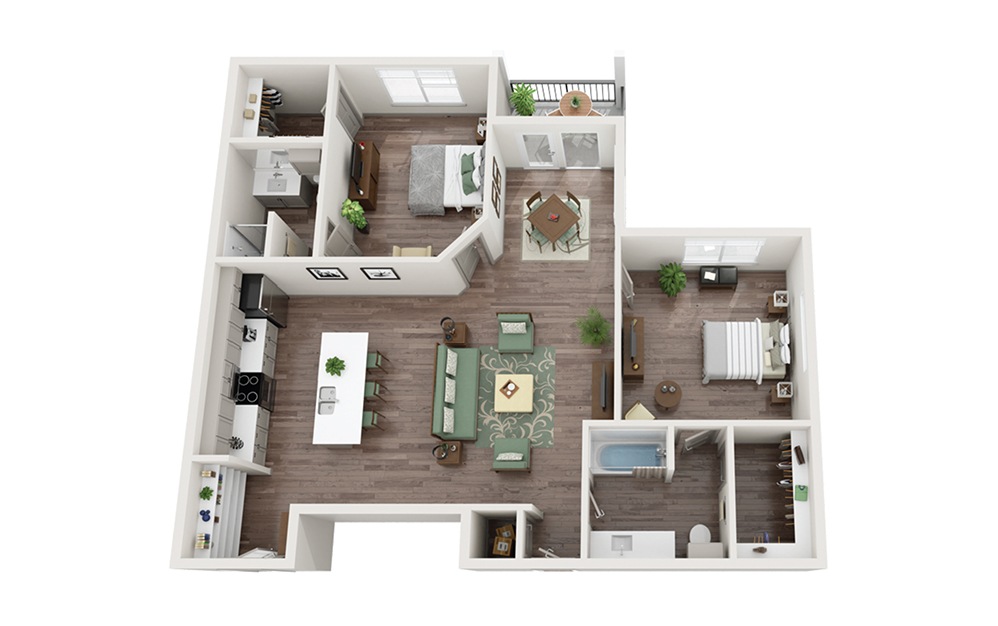B2G 2 Bed & 2 Bath 2D Floor Plan At Abacus Alamo Ranch Apartments