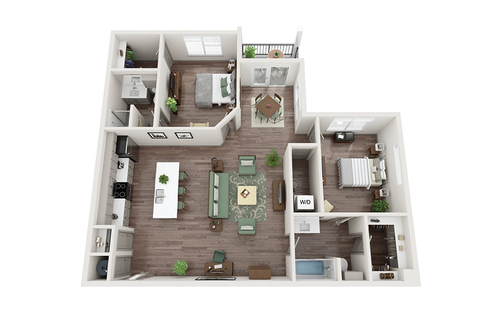 B3 2 Bed & 2 Bath 2D Floor Plan At Abacus Alamo Ranch Apartments