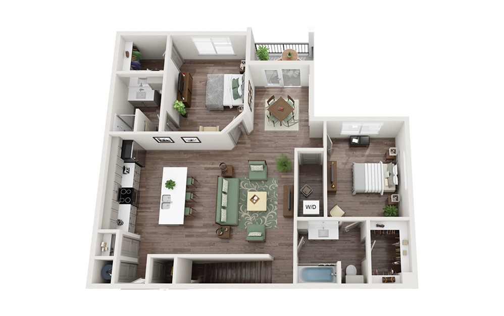 B3G 2 Bed & 2 Bath 2D Floor Plan At Abacus Alamo Ranch Apartments